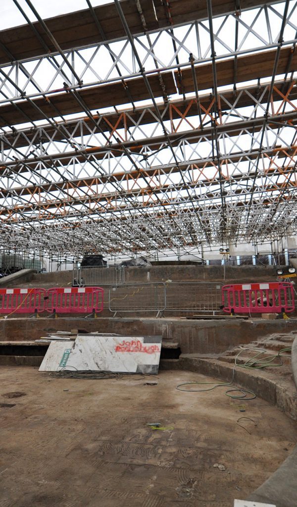 <h4>Victoria Square, Birmingham .</h4> <p>Designed temporary roof cover (weather protection) for the river fountain ‘Floozie in the Jacuzzi’ to allow for repairs and refurbishment to the fountain and surrounding areas.</p>